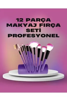 teknodayım 12 Parça Yumuşak Kıllı Makyaj Fırçası Seti Yüz ve Göz Makyajına Uygun Profesyonel Kullanım