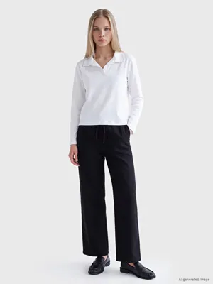 Natuvera Beli Lastikli Wideleg Kadın Jean Pantolon