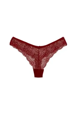 HNX Bordo Dantelli Brazil String Kadın Külot