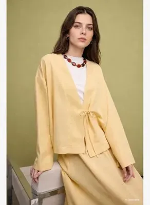 Defacto Regular Fıt Keten Karışımlı Kahverengi Kimono I1780AX26HS