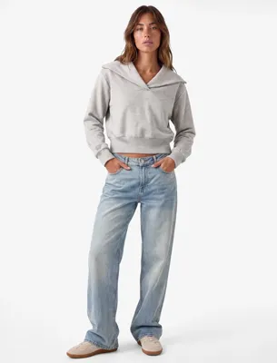 Koton Regular Fit Modal Kumaş Uzun Kollu Devrik Yaka Basic Sweatshirt