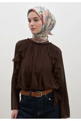 Fresh Scarfs Vintage Garden Desen Pamuklu Viskon Eşarp Somon