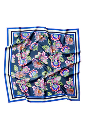 Braelyn London Midnight Bloom Twill Desenli İpek Kadın Eşarp 