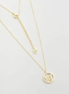So Chic Kelebek Etkisi 18 Ayar Sarı Altın Kaplama 46 Cm Gümüş Minimal Kolye