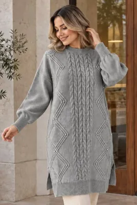 Benguen Taşlı Triko Kazak K6040 Gri