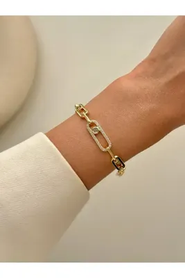 YOUES JEWELRY CM Lüx 14K Altın Renk Premium Kuyumcu Model Bileklik Altın Kaplama Renk Atmaz Kadın Bileklik