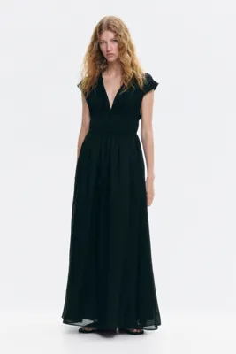 H&M Büzgü Bağı Detaylı Rami Elbise