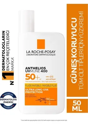 La Roche Posay Anthelios Uvmune Fluid SPF+50 Tüm Ciltler İçin Yüksek Korumalı Yüz Güneş Kremi