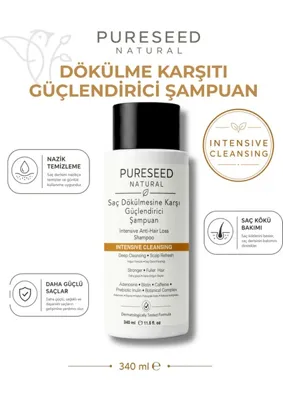 Pureseed Natural Saç Dökülmesine Karşı Güçlendirici Şampuan - Nazik Bakım - 340 ml