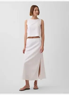 GAP Keten Karışımı Maxi Slip Etek
