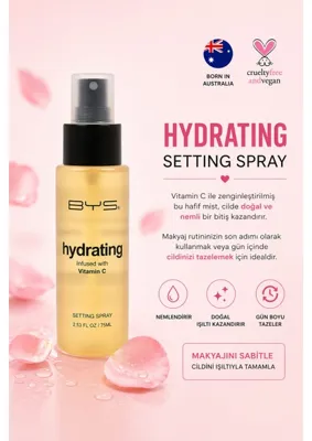BYS Setting Spray Hydrating With Vitamin C – C Vitaminli, Nem Veren ve Makyaj Sabitleyici Sprey