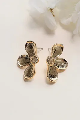 AURRARİ Retro Gold Çiçek Küpe