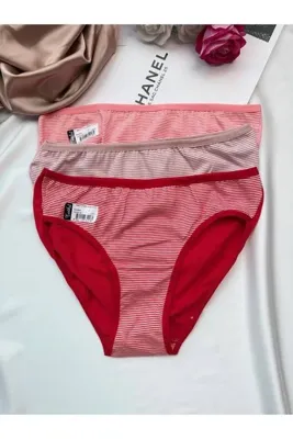 Tutku Berry Çizgili Bikini Model 3'lü Külot Seti