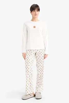DeFacto Pijama Takımı Regular Fit Baskılı Uzun Kollu Üst Desenli Uzun Alt G3349AX25AU