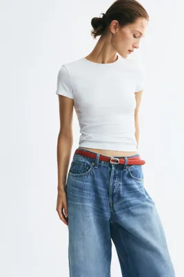 H&M Supima® Pamuklu Bedene Oturan Tişört