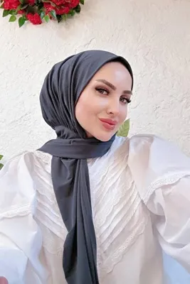 SAYRA shawl kadın füme likralı kumaş hazır çıtçıtlı şal SYR008