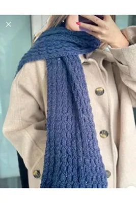 Genel Markalar Burgu Desen Triko Örgü Atkı 22x200 cm