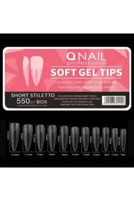 QNAİL PROFESSİONAL Short Stiletto 550’LI Soft Jel Tips Yeni Nesil Protez