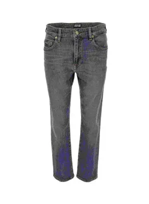 Versace Jeans Couture Gri Kadın Eskitme Denim Pantolon 77HAB519