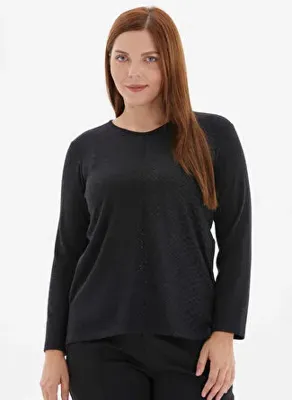 Selen Siyah Kadın Taşlı Bluz 25KSL8247