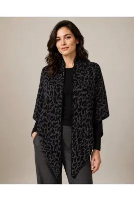 Sebir Moda Leopar Desenli Triko Üçgen Şal