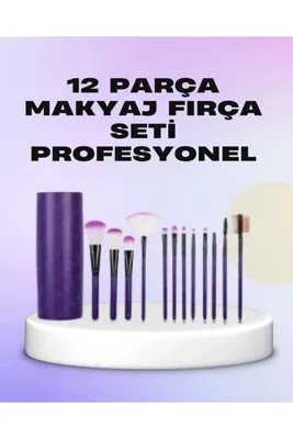 ucuzteknom Ergonomik Saplı Fiber Kıllı 12'li Makyaj Fırça Takımı Göz ve Ten Makyajı İçin Uygun