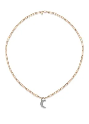 Reis Kuyumculuk Mars Moon Pırlanta Taşlı 14 Ayar Rose Gold Kadın Kolye