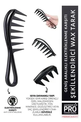 Muggio Geniş Aralıklı Profesyonel Wax Tarağı