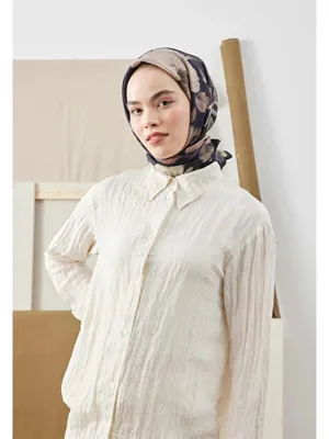 Fresh Scarfs Soft Garden Desen Pamuk İpek Eşarp Siyah