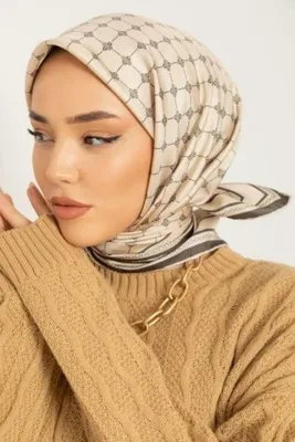 Silk Home Taş, Haki Yeşil Karışık Desen Tivil İpek Eşarp IST 11393 - 16