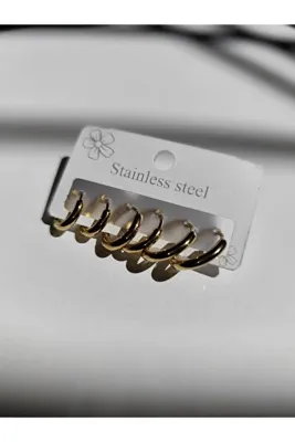 stainless steell Paslanmaz Çelik 6 Lı Halka Küpe