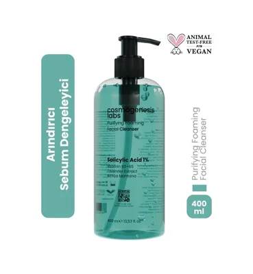 Cosmogenesis Labs Yüz Temizleme Jeli 400ml - Sebum Sivilce Karşıtı Dengeleme Yağlı Cilt (%1 SALİSİLİK ASİT)