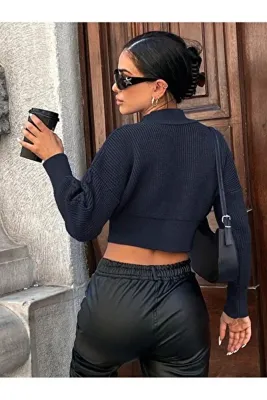 ATEMODAA YARIM BALIKCI TRİKO CROP KAZAK