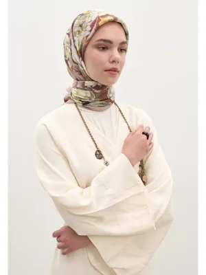 Fresh Scarfs Lotus Desen Pamuklu Viskon Eşarp Gülkurusu