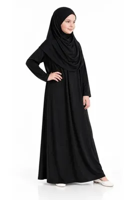 sayina Çocuk Tek Parça Eşarplı Boydan Pratik Namaz Elbisesi