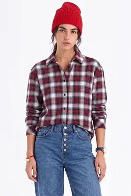 i8 Denim Oversize Ekose Gömlek
