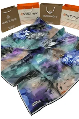 Tesettürnağme Soft Pamuk Eşarp TN2003 Batik Desen İndigo-Mor-02