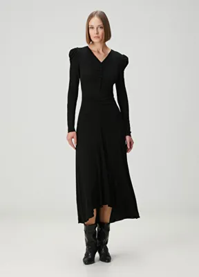 Isabel Marant Nejma Siyah Midi Elbise