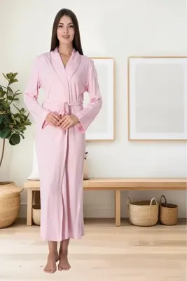 Lohusa Homewear Kadın Pudra Özel Tasarım Şık Lohusa Hamile Sabahlık Effortt