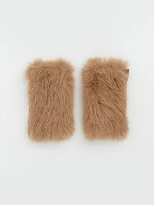 LCW ACCESSORIES Suni Kürk Görünümlü Kadın Parmaksız Eldiven