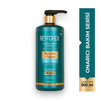Restorex Keratin & Argan Onarıcı Saç Bakım Şampuanı 900 ml