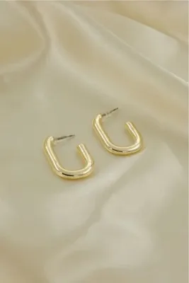AURRARİ Altın Kaplama Oval Boru Küpe