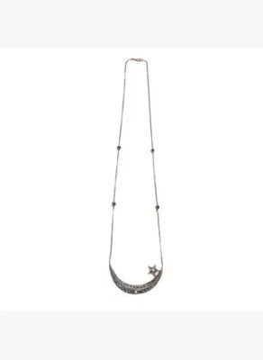 Damla Kalender DIAMOND CRESCENT NECKLACE