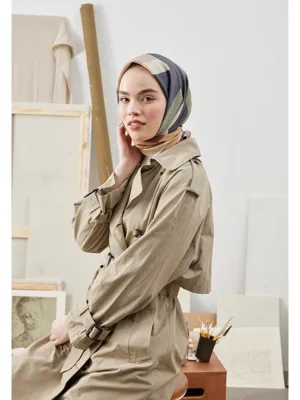 Fresh Scarfs Multı Colors Desen Pamuk İpek Eşarp Haki