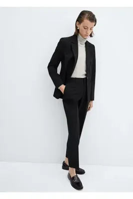 MANGO Woman Düz Kesim Kumaş Pantolon