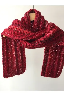 Mora Örgü Mora Knit Atkı El Örgüsü Yünlü Özel İplik Kadın Atkı (18x180cm 340g)