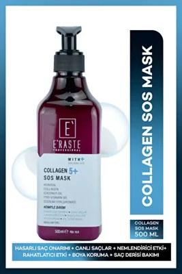 e'raste NATURELCOLLAGEN HAIR SOS BİTKİSEL İÇERİKLİ SAÇ MASKESİ 500ML