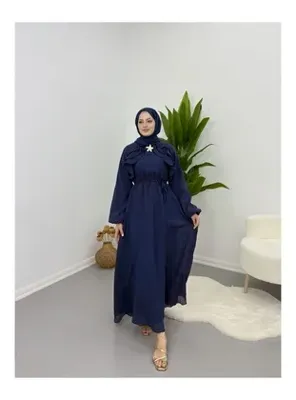 Volt Clothing Broş Detaylı Elbise Lacivert