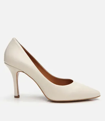 Hotiç Kadın Deri Ekru Yüksek Topuklu Stiletto