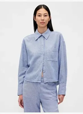 GAP Keten Karışımı Oversized Gömlek